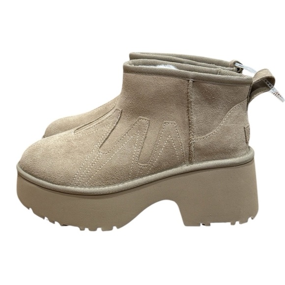 New UGG W Ultra Mini New Heights Sunwave Mustard Seed Boots Sz 8 Neutral Staple - Picture 3 of 10